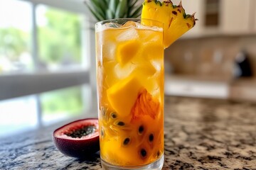 Wall Mural - Tropical Passionfruit Mango Pineapple Cocktail