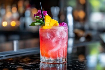 Wall Mural - A Stunning Pink Cocktail with Tropical Garnish