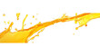© Lilimanatasa - Yellow liquid splash isolated on a white background; orange juice or oil splashes, cut out