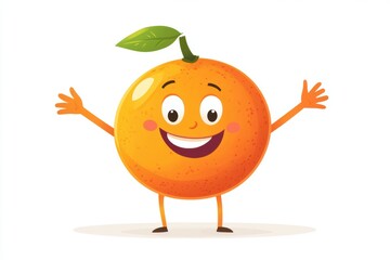 Canvas Print - Adorable vector illustration of a cheerful tangerine character with arms and legs, symbolizing joy, playfulness, and freshness