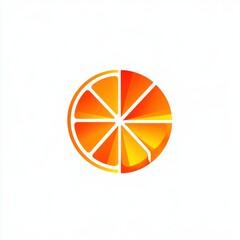 Wall Mural - Minimalistic and vibrant logo of a tangerine slice with dynamic geometric sections, symbolizing freshness, creativity, and energy