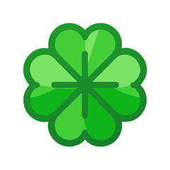 Green four-leaf clover icon on transparent background