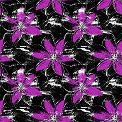 Wall Mural - grunge colourful flower background, repeatable seamless background tile	
