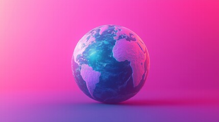3d render of earth with vibrant pink and blue lighting. global concepts