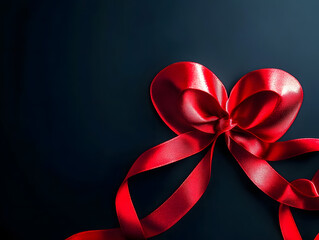 Poster - red bow heart for valentines day and love