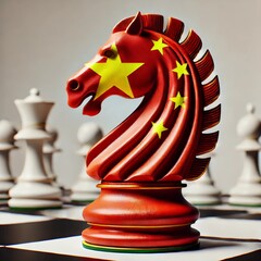chess figurine knight flag of china