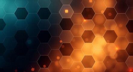 Abstract background hexagon pattern with glowing lights