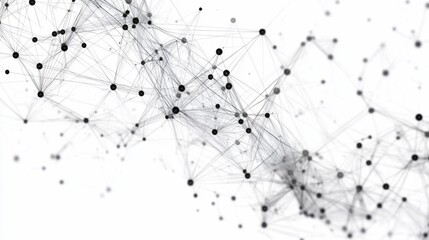 Leinwandbilder - Abstract network connection, plexus structure, digital data flow, nodes and lines on white background.
