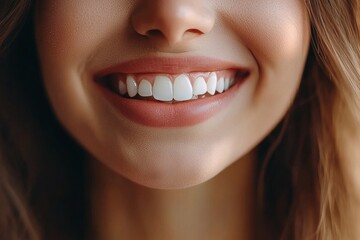 Radiant smile  emphasizing dental care and oral hygiene with healthy, white teeth in close up