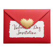 © Mori Deci - Red Valentines Day Invitation Envelope with Gold Heart Isolated on Transparent Background