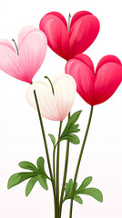 Poster - Colorful heart-shaped flowers blooming in a simple background during spring season