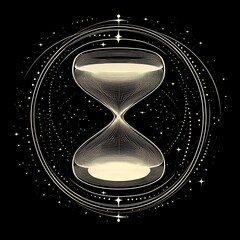 Wall Mural - Hourglass in cosmic circles, representing time, eternity, and the universe.