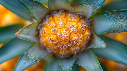 Botanical photography of pineapple growth in tropical regions