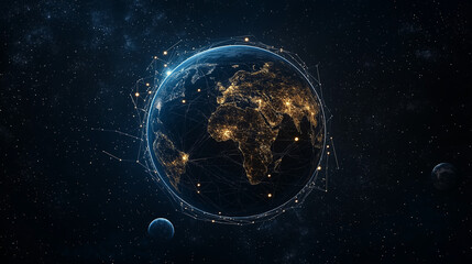Wall Mural - global network: illuminated earth in space