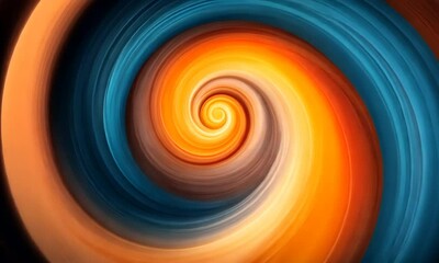 Wall Mural - A swirling abstract design featuring vibrant colors of orange and blue, suggesting motion.