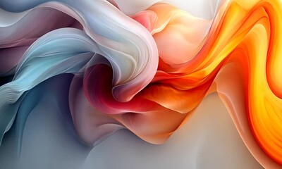 Wall Mural - Abstract digital artwork featuring flowing shapes and vibrant colors in a harmonious design.
