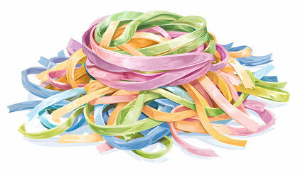 Wall Mural - Colorful Twisted Ribbons Piled Together in a Chaotic Arrangement Ideal for Celebratory and Festive Themes