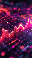 Fototapete - A vibrant digital representation of data trends and analytics in a futuristic style.