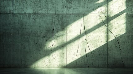 Poster - Cracked concrete wall with sunbeams.