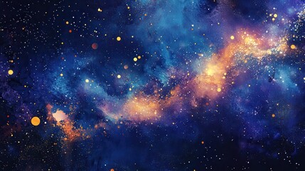 cosmic nebula vibrant blue and gold galaxy background with sparkling stars and stardust - high-resol