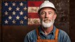 © Dream Vision - American freedom concept, Hardworking American laborer with patriotic spirit and dedication