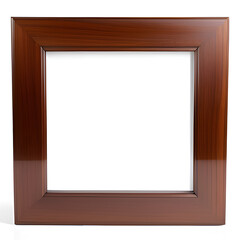 brown wooden picture frame isolated on white background with clipping path . Image display concept