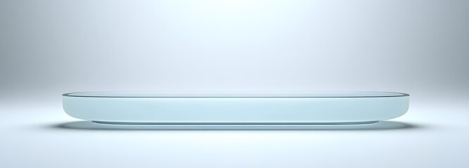 Wall Mural - a rounded podium with a smooth, frosted glass look, placed against a clean, white background for a s