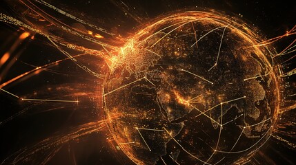 Wall Mural - Global Business Concept with Abstract Globe in Dynamic Background