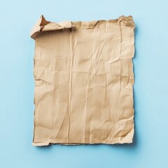 Canvas Print - Crumpled brown paper on a blue background.