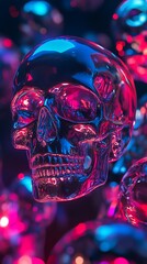Wall Mural - neon skull