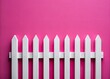 © StudioATC - Minimalist Pink Background White Picket Fence Portrait Photography,  Stylish Fence Photo, Pink Aesthetic, Simple Fence Image