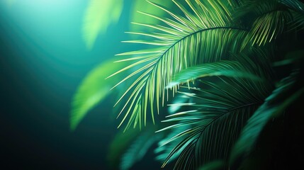 Poster - Greenery palms idea. Lush, vibrant green leaves creating a serene and calming atmosphere.