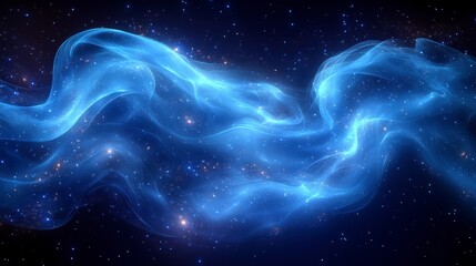 abstract blue glowing energy wave in space.