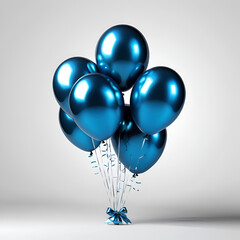 blue ballons on white background