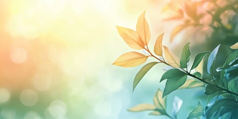 Sticker - Close-up of sunlit leaves with a soft bokeh background, capturing the essence of tranquility and nature's beauty.