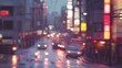 © Cloudyew - Vibrant city street scene at night with blurred lights and reflections, capturing the essence of urban life and motion.