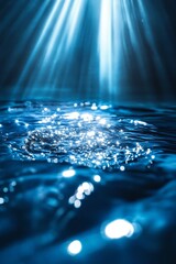 Wall Mural - the water is blue and has a lot of light reflecting off of it. there are many small bubbles in the w