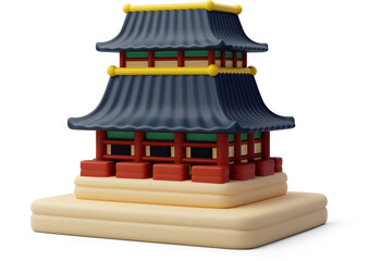 3d Vector Gyeongbokgung palace, Seoul landmark, Elements tourism concept.