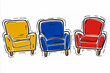 © tahamina - Set of sofa and armchair vector hand-drawn icons isolated on a white background