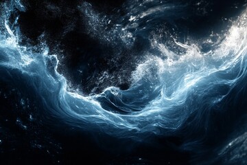 Wall Mural - the image is of a large body of water with a dark blue color. the water is choppy and has white foam