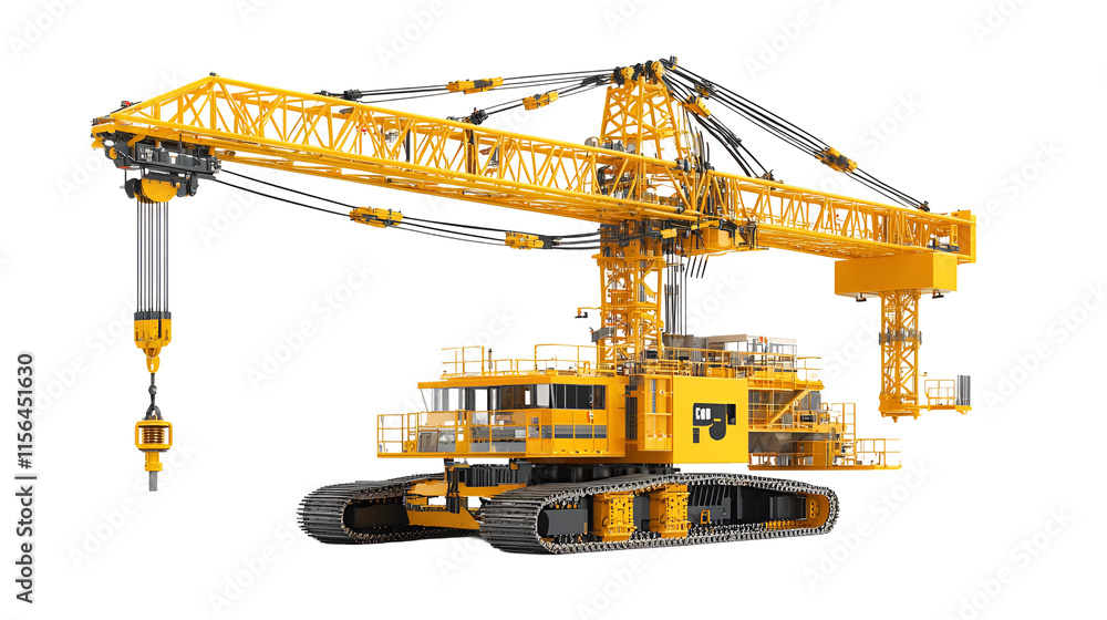 Giant Yellow Crawler Crane Heavy Lifting Machine Construction Site ...