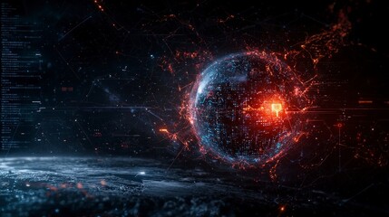 Aufkleber - Cyberwarfare erupts across digital frontiers global network visual art virtual environment high-tech viewpoint