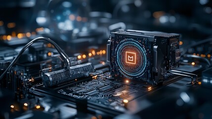 Leinwandbilder - Digital data transformation cyber environment technology visualization modern circuitry close-up view future concepts