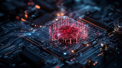Poster - Ai algorithms safeguarding data integrity in a futuristic tech environment digital circuit board abstract concept