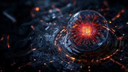 Leinwandbilder - Quantum cryptography innovation in modern technology digital art futuristic environment abstract viewpoint