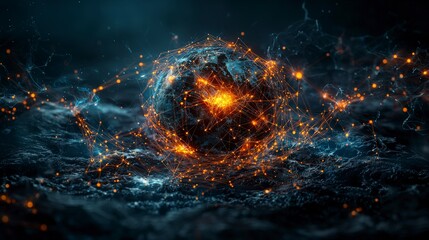Leinwandbilder - Innovative governance and global connectivity abstract technology concept over earth in a digital environment