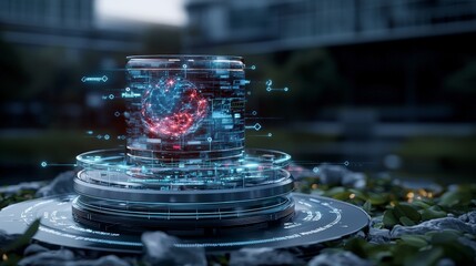 Poster - Innovative healthcare solutions digital realm conceptual image futuristic environment 3d visualization universal access