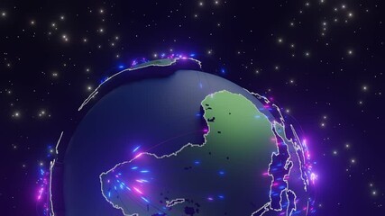 Wall Mural - 3d globe with glowing digital data points and network connections in space. global communication and