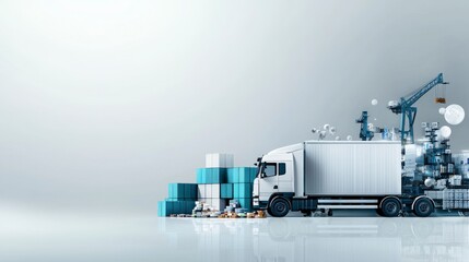 Aufkleber - Disrupted supply chain illustration digital art minimalist style modern logistics abstract viewpoint business concept