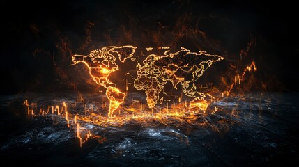 Leinwandbilder - Global events impact on economy visualized digital graph abstract environment data visualization concept